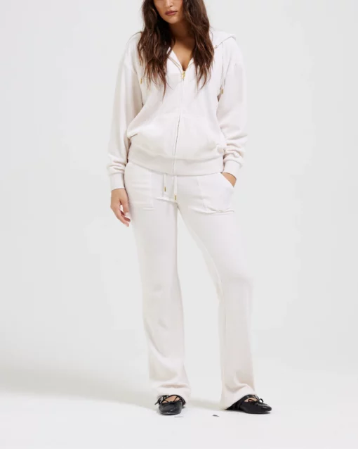 Juicy Couture Classic Velour Del Ray Pant Gold Oatmeal Marl