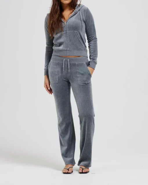 Juicy Couture Classic Velour Del Ray Pant Charcoal Marl