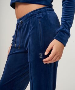 Juicy Couture Tina Classic Velour Track Pant Blue Depths