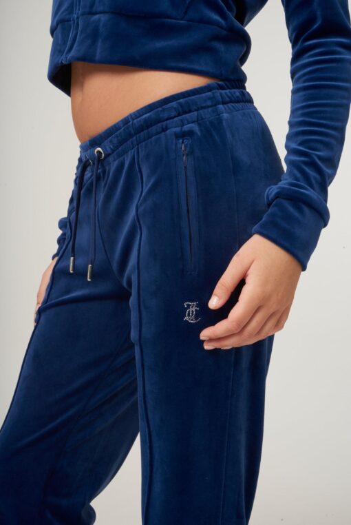 Juicy Couture Tina Classic Velour Track Pant Blue Depths