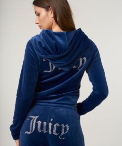 Juicy Couture Tina Classic Velour Track Pant Blue Depths
