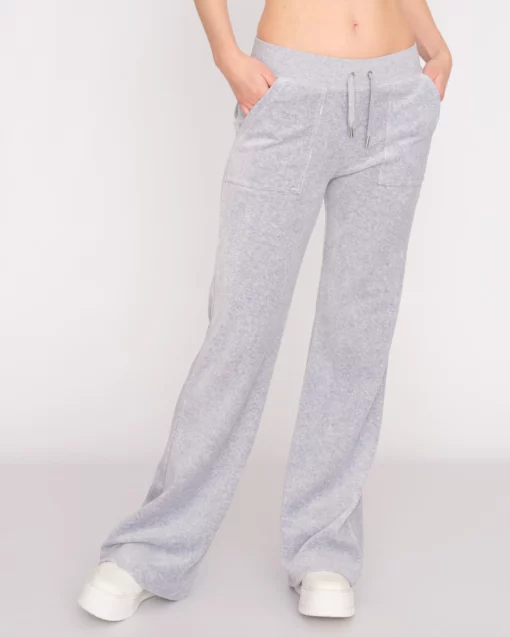 Juicy Couture Classic Velour Layla Low Rise Pocket Flare Silver Marl