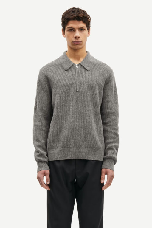 Samsøe Samsøe Saisaks HZ Polo Sweater Dark Grey Melange