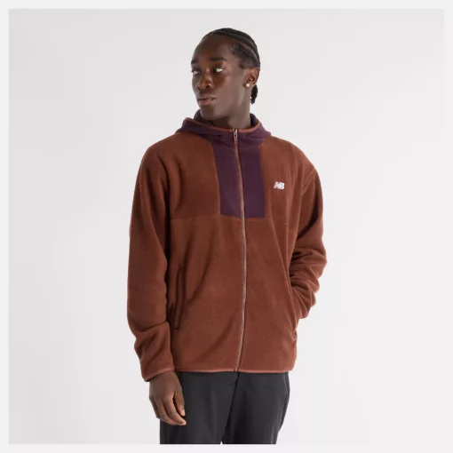 New Balance Polar Fleece Hooded Jacket Rich Oak