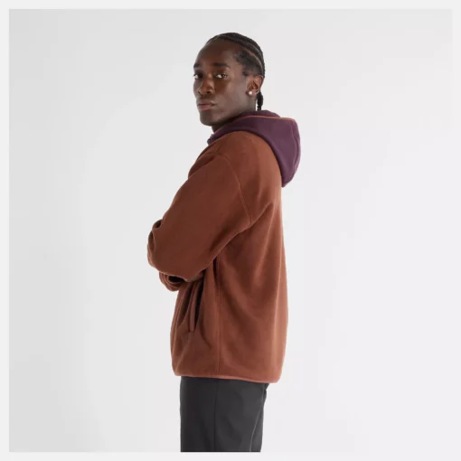 New Balance Polar Fleece Hooded Jacket Rich Oak