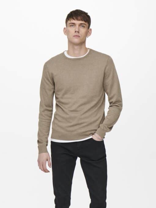 Only & Sons Wyler Life Crew Neck Knit Desert Taupe