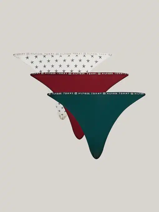 Tommy Hilfiger 3-Pack Repeat Logo Microfibre Thongs Gift Box rouge/star/ornamental green