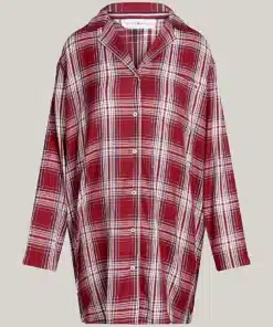 Tommy Hilfiger Original Soft Woven Shirt Nightdress Plaid Check Deep Rouge