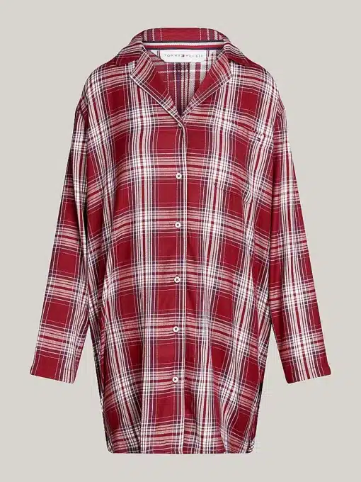 Tommy Hilfiger Original Soft Woven Shirt Nightdress Plaid Check Deep Rouge