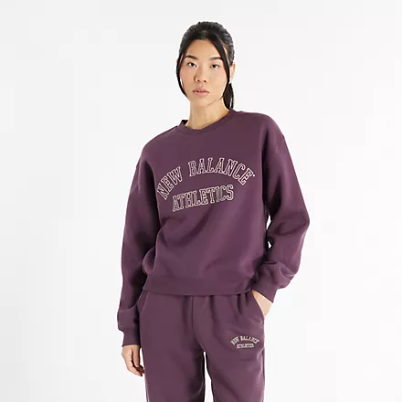 Buy New Balance Graphic Fleece Crew Plum Brown Scandinavian Fashion Store