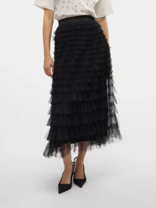 Vero Moda Naja Ruffle Maxi Skirt Black