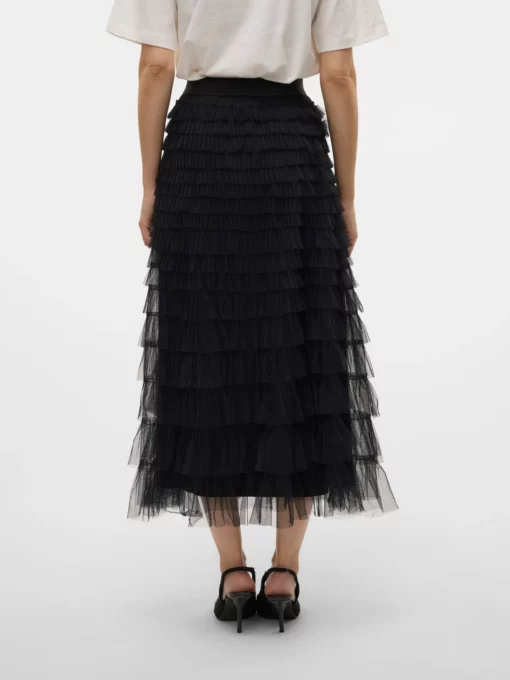 Vero Moda Naja Ruffle Maxi Skirt Black