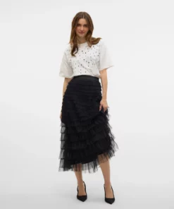 Vero Moda Naja Ruffle Maxi Skirt Black