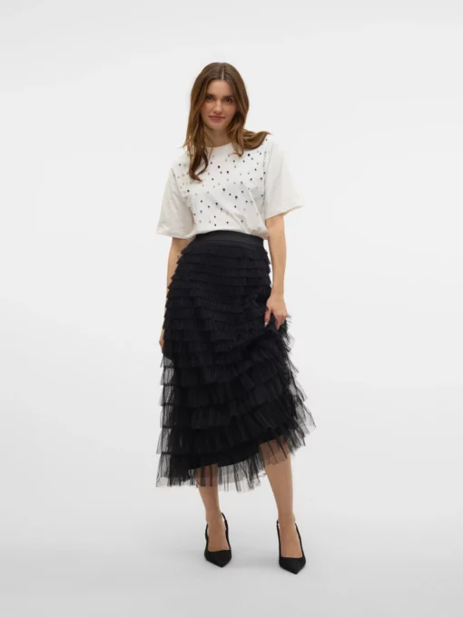 Vero Moda Naja Ruffle Maxi Skirt Black