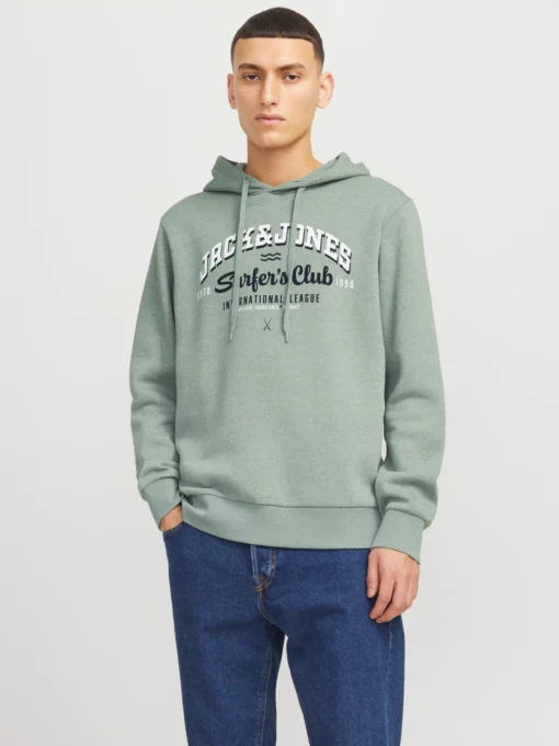 Jack & Jones Logo Sweat Hood Iceberg Green