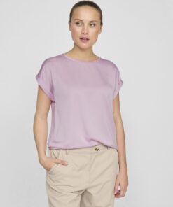 Vila Ellette Satin Top Winsome Orchid