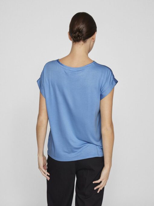 Vila Ellette Satin Top Blissful Blue