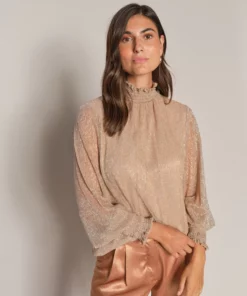 Mos Mosh Ximena Glam LS Blouse Indian Tan