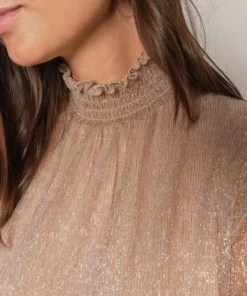Mos Mosh Ximena Glam LS Blouse Indian Tan