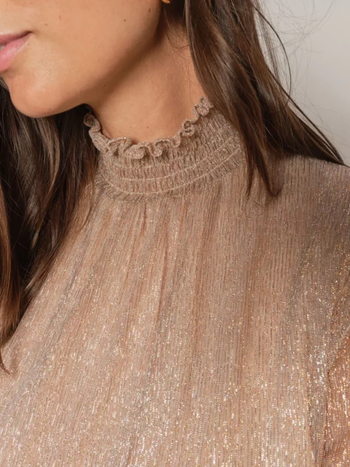 Mos Mosh Ximena Glam LS Blouse Indian Tan