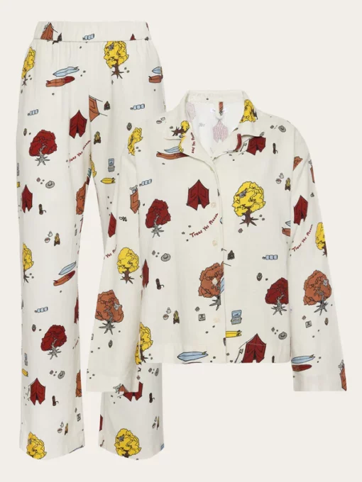 Knowledge Cotton Apparel Trees Yes Please Pyjama Set White