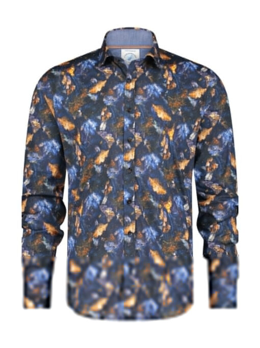 A Fish Named Fred Shirt Autumn Leaves Navy