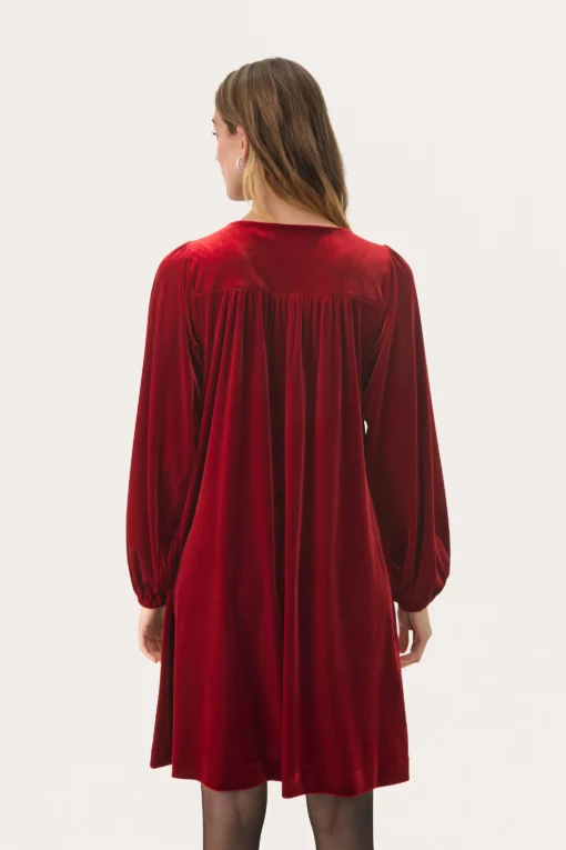 Part Two Madi Velvet Dress Rhythmic Red