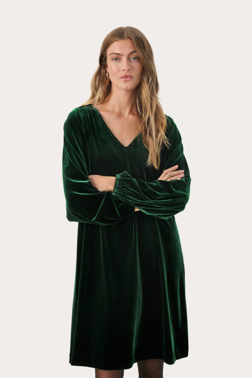 Part Two Madi Velvet Dress Green