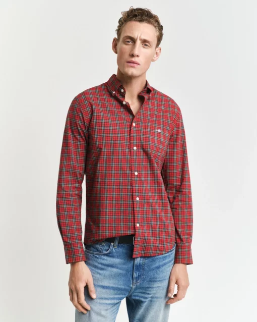 Gant Reg Flannel Check Shirt Ruby Red