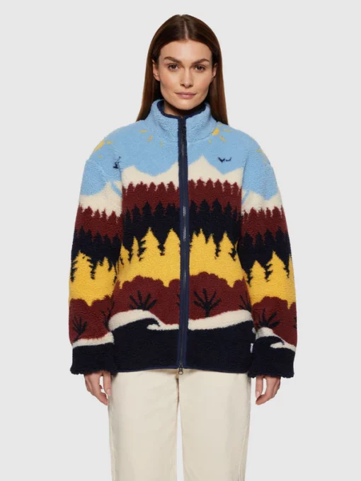 Knowledge Cotton Apparel Loose Fair Isle Teddy Jacket