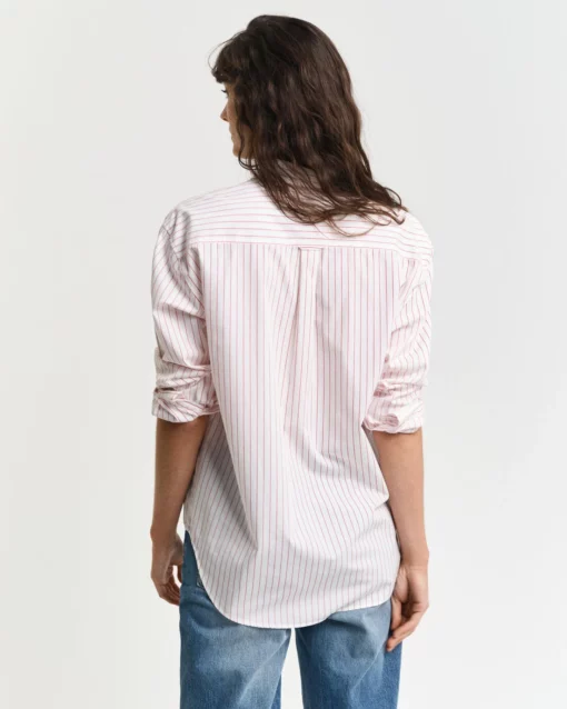Gant Woman Striped Poplin Shirt Bright Red