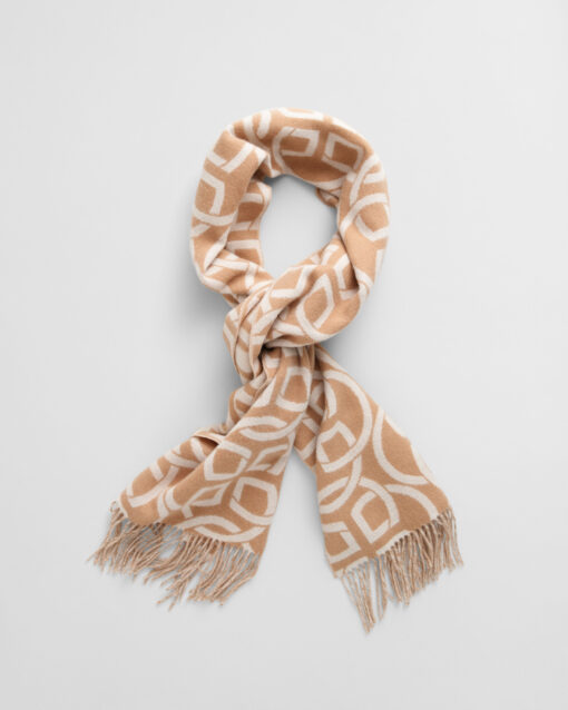 Gant Woman G Pattern Wool Scarf Caramel Beige