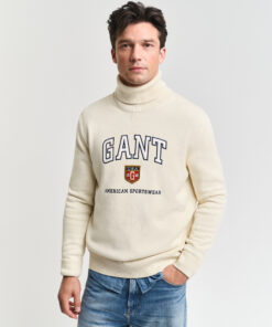 Gant Graphic Turtle Neck Jumper Cream