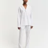 Gant Woman Satin Stripe Pajama Set White