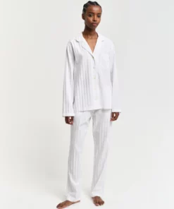 Gant Woman Satin Stripe Pajama Set White