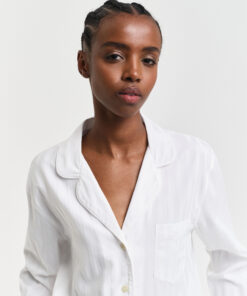 Gant Woman Satin Stripe Pajama Set White