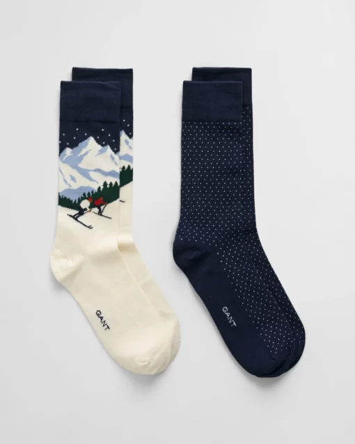 Gant Skiers Artwork Socks 2-Pack Evening Blue