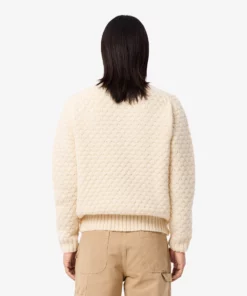 Lacoste Wool Crew Neck Sweater Ecru White
