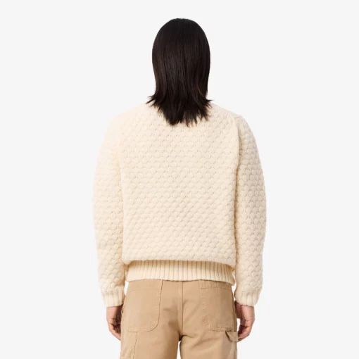 Lacoste Wool Crew Neck Sweater Ecru White