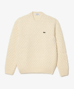 Lacoste Wool Crew Neck Sweater Ecru White