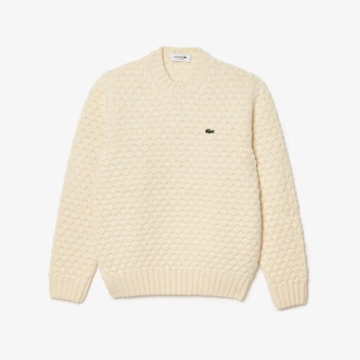 Lacoste Wool Crew Neck Sweater Ecru White