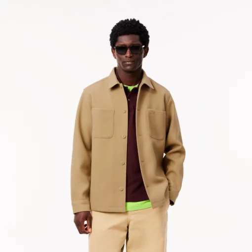 Lacoste Oversized Flannel Overshirt Beige