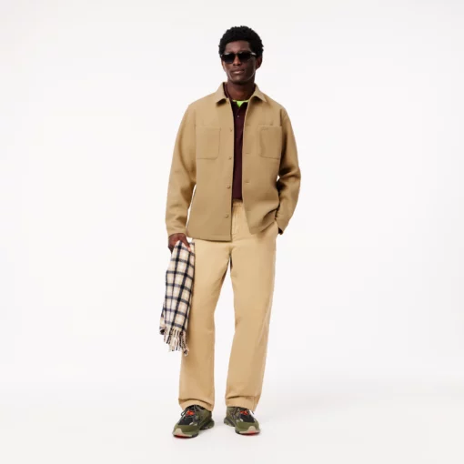 Lacoste Oversized Flannel Overshirt Beige