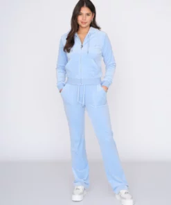 Juicy Couture Classic Velour Robertson Zip Hoodie Powder Blue
