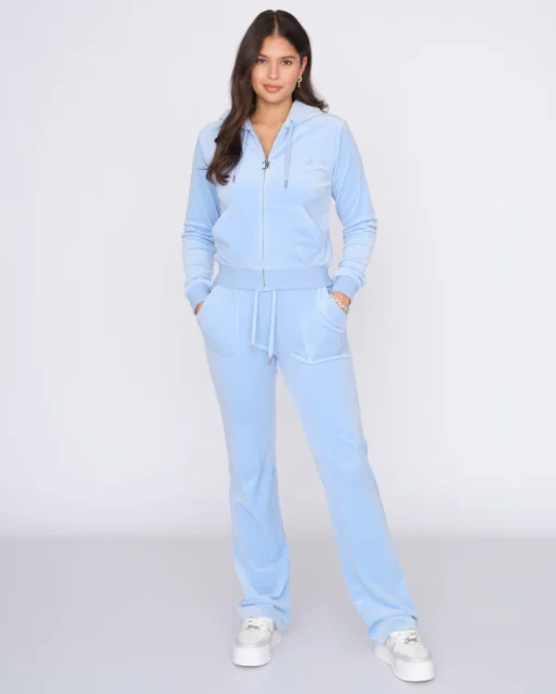 Juicy Couture Classic Velour Robertson Zip Hoodie Powder Blue