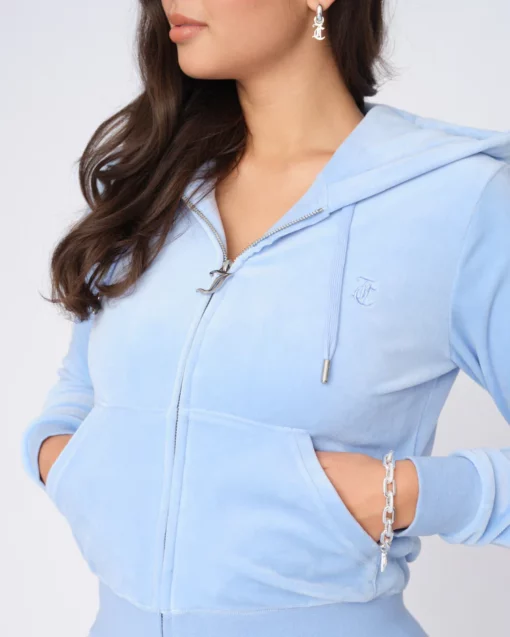 Juicy Couture Classic Velour Robertson Zip Hoodie Powder Blue