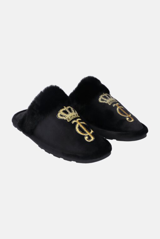 Juicy Couture Hailey Heritage Velour Slipper Black
