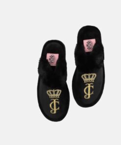Juicy Couture Hailey Heritage Velour Slipper Black