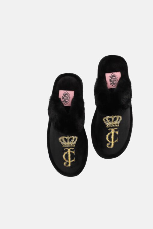 Juicy Couture Hailey Heritage Velour Slipper Black
