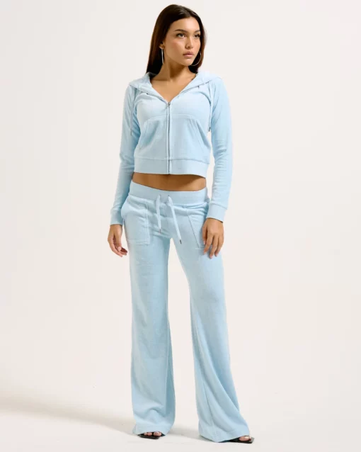 Juicy Couture Classic Velour Layla Low Rise Powder Blue Marl